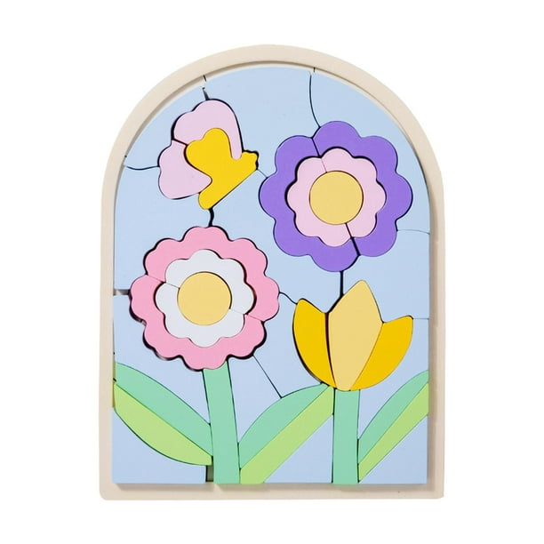 Rompecabezas de madera con colores y formas para niños de 1 a 3 años. Estilo C