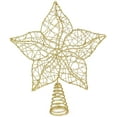 thumbnail image 1 of Glittered Star Tree Topper - Christmas Gold Sparkle Wire Star Leafy Decoration, 1 of 6