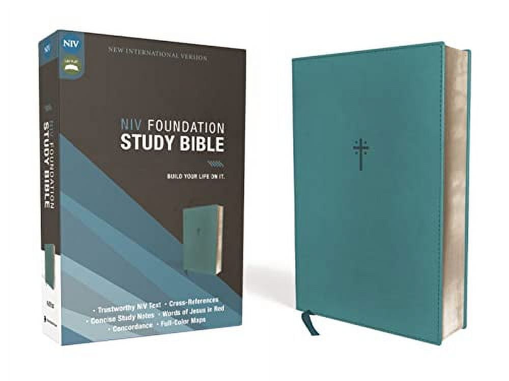 Niv, Foundation Study Bible, Leathersoft, Teal, Red Letter, (Hardcover)