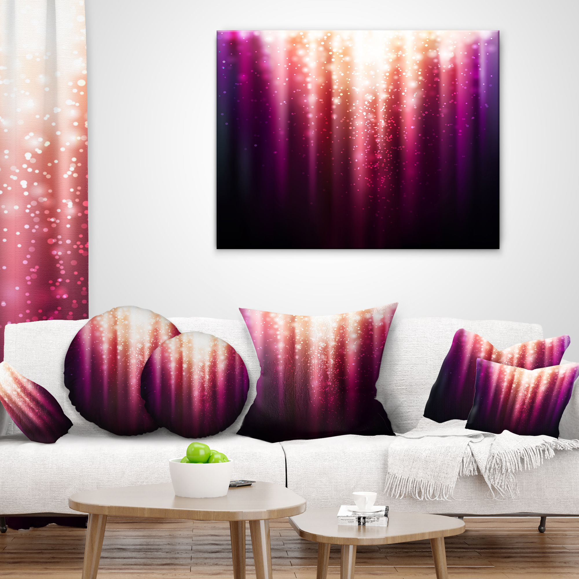 Designart Purple with Magic Light - Abstract Throw Pillow - 12x20