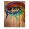 thumbnail image 3 of Designart 'Close Up Eye With Colourful Cry In A Wheel Arround' Modern Print on Natural Pine Wood, 3 of 5
