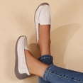 thumbnail image 3 of Rokment Women's Protective Toe Walking Shoes Comfortable Leather Slip on Flat Loafers Orthotic Non Slip Work Fashion Sneakers Beige Size 6.5, 3 of 8