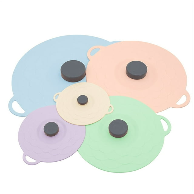 Tapas de Silicona para Almacenar Alimentos, Tapas con Ventosa Sin , Protección Salpicaduras para Microondas, 5 Tamaños, Reutilizables y Resistentes Al .