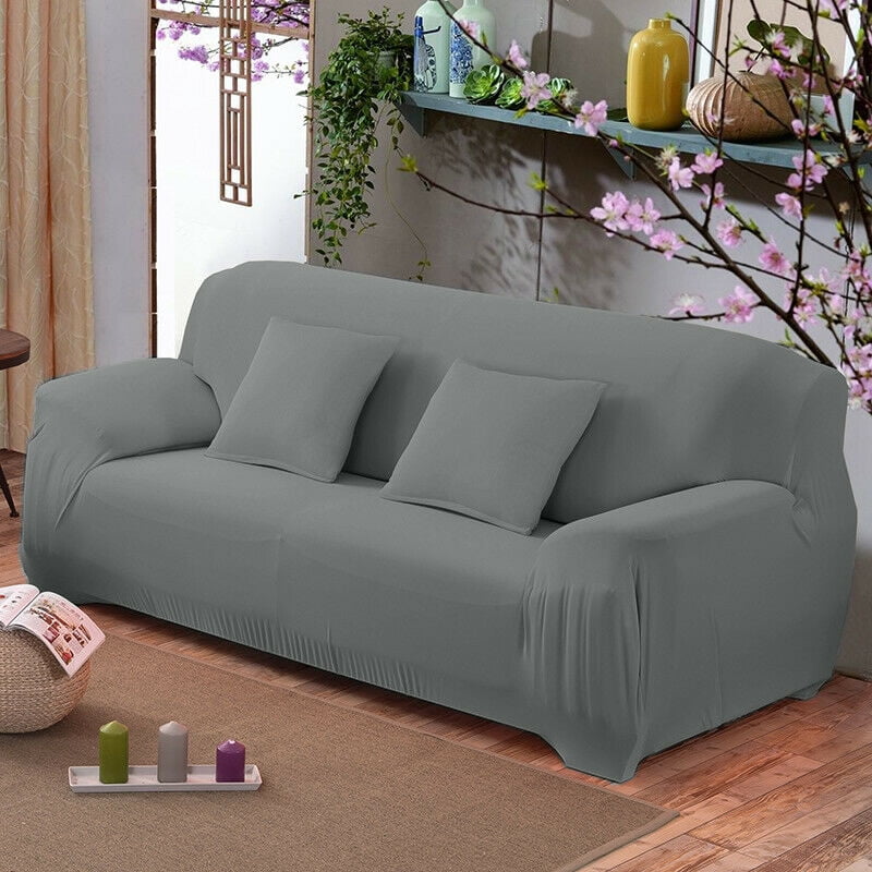 Stretch Plush Sofa Cover Full Folding Sofa Bed Cover Futon Slipcover-Dark Gary 