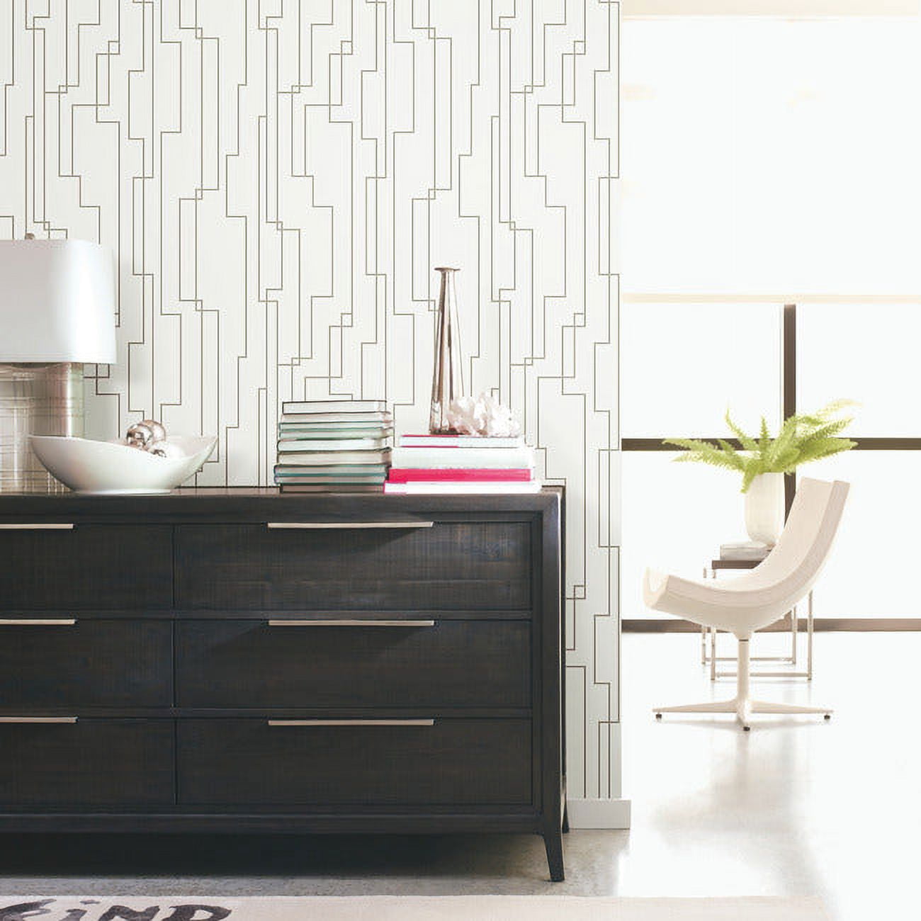 RoomMates Gray, Geometric Circuits Peel & Stick Wallpaper