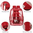 thumbnail image 5 of SANMADROLA Clear Backpack, Heavy Duty PVC Transparent Backpack Stadium approved with Reinforced Strap School Bookbag for School, Workplace, Stadium, Travel, Security, Festival, College (Red), 5 of 8