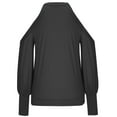 thumbnail image 4 of JGGSPWM Women Criss Cross V Neck Pullover Fall Trendy Cold Shoulder Cuff Long Sleeve Top Racer Back Solid Dressy Casual Blouse Black XL, 4 of 5