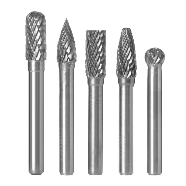 Amdohai 5PCS Tungsten Carbide Rotary Burr Set with 1/4-Inch Shank for Grinder Drill Cutting Burrs Metal Polishing Woodworking Carving Engraving Polishing