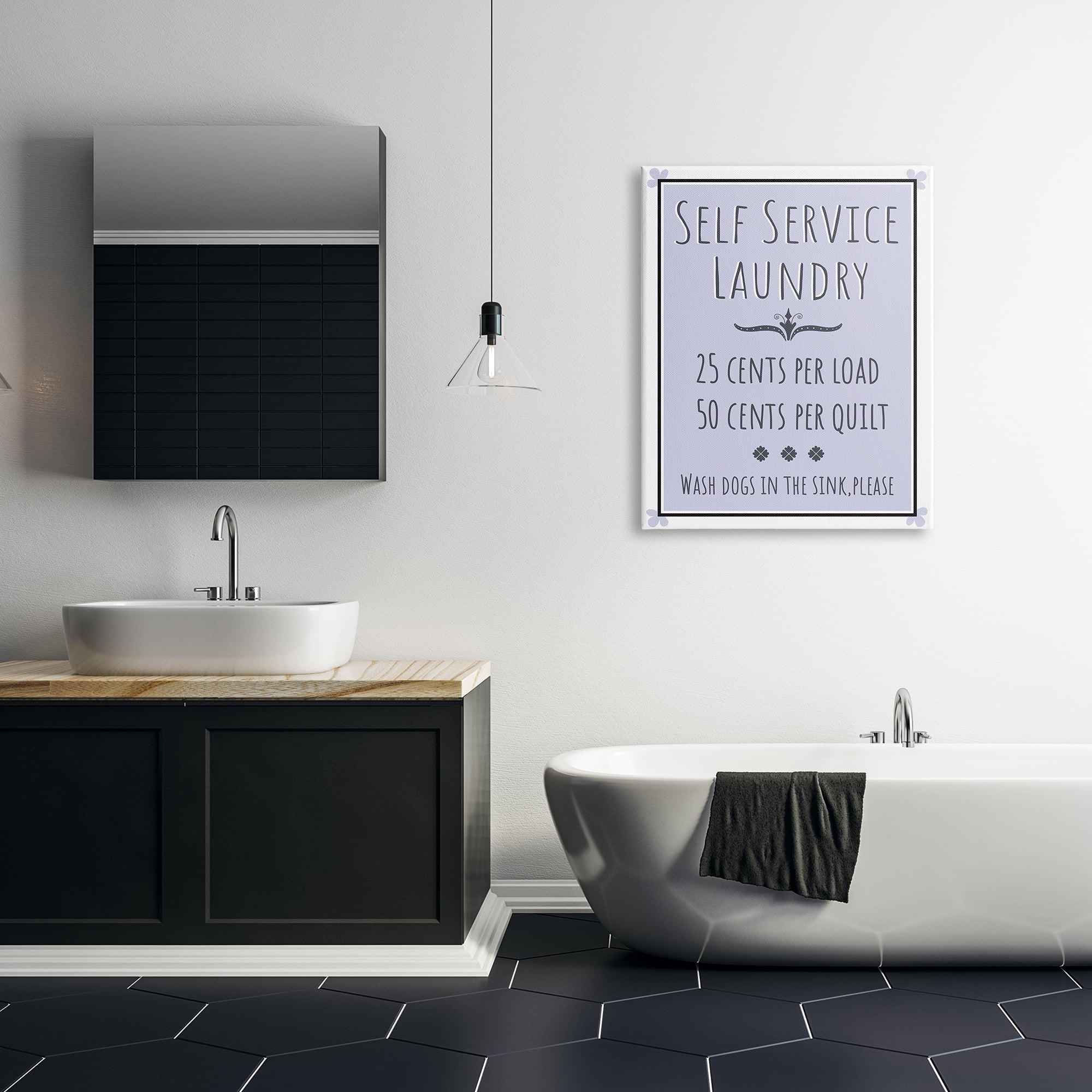 Stupell Industries Self Service Laundry Sign Soft Lavender Charm, 30 x 40, Designed by Darlene Seale