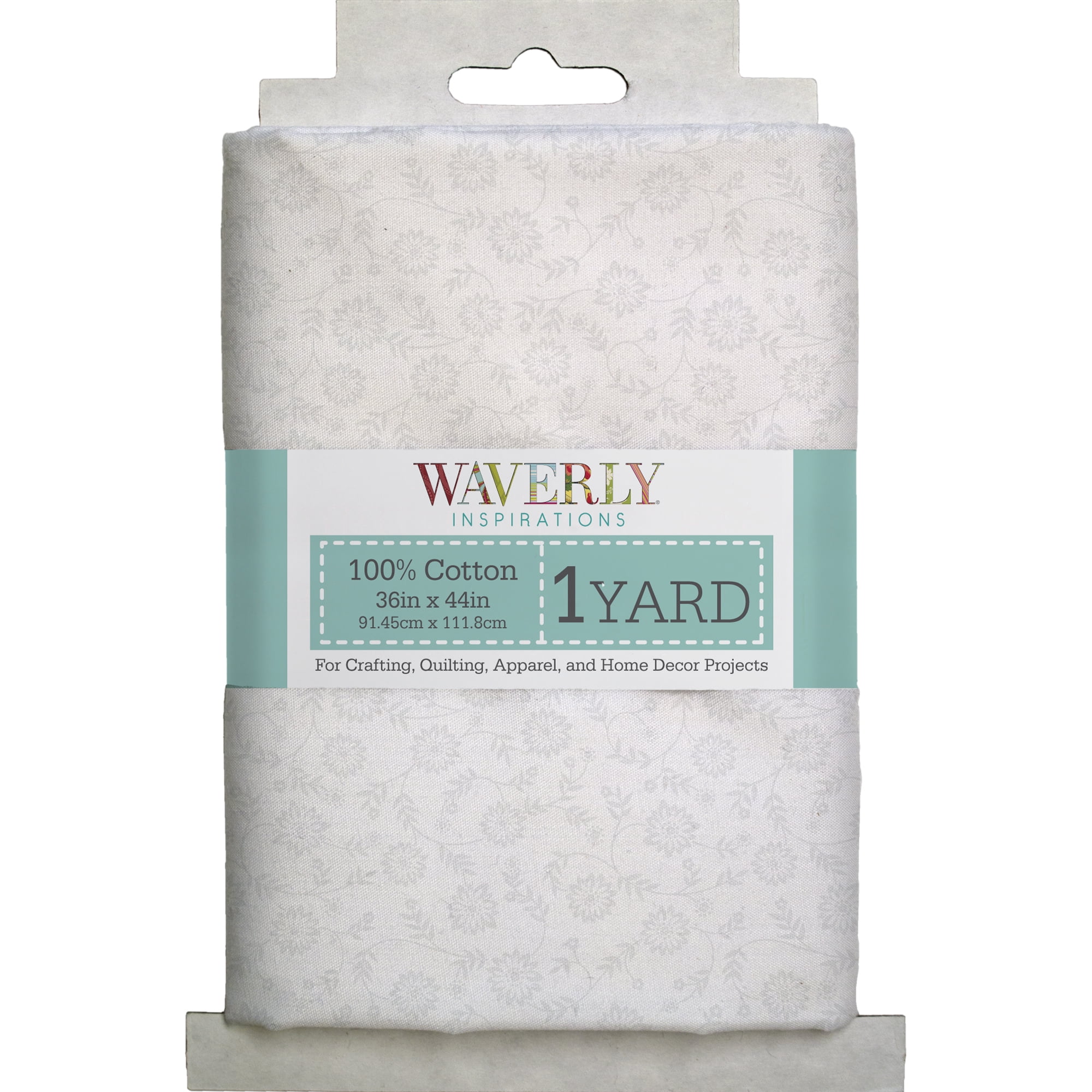 Waverly Inspirations 1 Yard 100% Cotton Ellen's Floral, White, 44" Wide for Quilting & Sewing