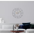 thumbnail image 1 of Sorbus Large Metal Roman Numberal Wall Clock for Living Room Decor (Silver, 16" Diameter), 1 of 7