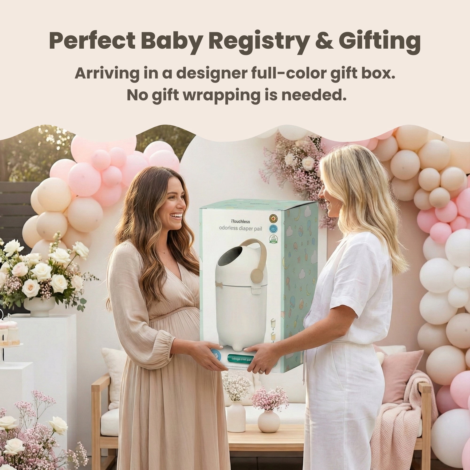 iTouchless Odorless Diaper Pail (Boho Ivory)