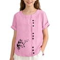 thumbnail image 2 of Gaexia Versatile Girls Summer Tee With Cute Graphic Print Short Sleeve Round Neck Top For Girls Clothes (Pink,7-8 Years), 2 of 4