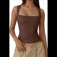 thumbnail image 2 of Camiseta Sin Mangas con Cuello Cuadrado para Mujer, Color Café, Talla XL, 2 of 9