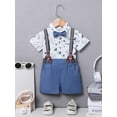 thumbnail image 6 of CARETOO Toddler Boy Clothes Formal Suit Cotton Fabric Short Sleeves Shirt Pants Bowtie 3pcs Set, 6 of 12
