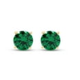 thumbnail image 2 of AFFY Simulated Green Emerald Round Shape Stud Earrings In 14K Yellow Gold Over Sterling Silver (2 Ct), 2 of 5