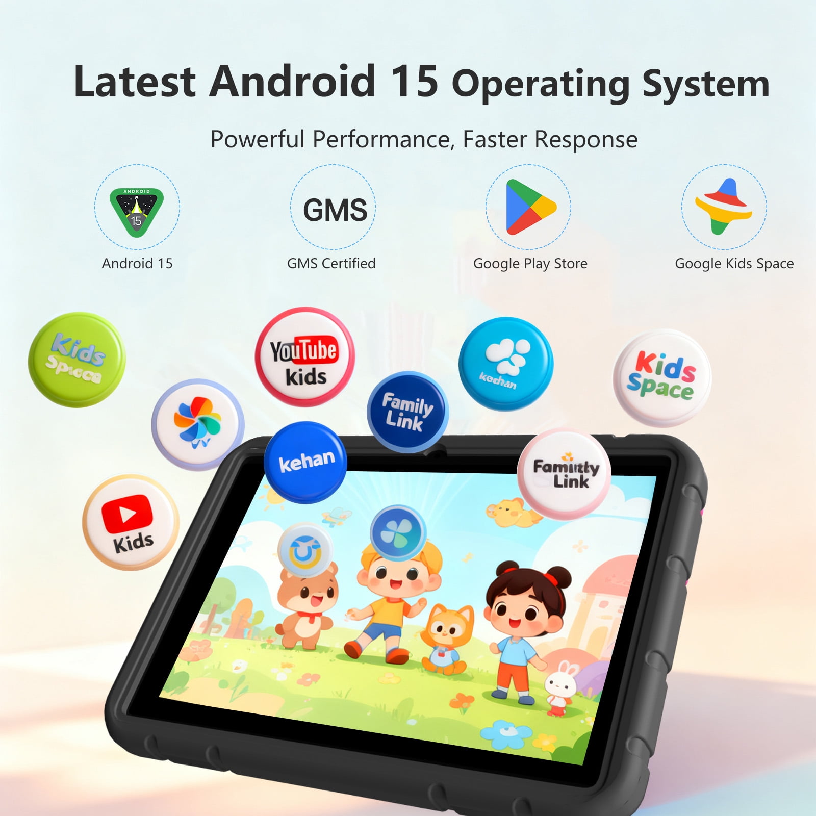Kids Tablet, 10 inch Android 15 Tablet for Kids, 20GB RAM 128GB ROM Octa-Core 6000mAh Battery Childs Tablets with Shockproof Case, Bluetooth, WiFi, Parental Control, Dual Camera, GPS