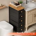 thumbnail image 6 of Narrow Dresser Storage Tower with 5 Drawers, Slim Dresser Chest of Drawers with Steel Frame, Wood Top, Golden Knobs, White Dresser for Bedroom, Bathroom, Small Spaces, Laundry, Closet,Black, 6 of 13