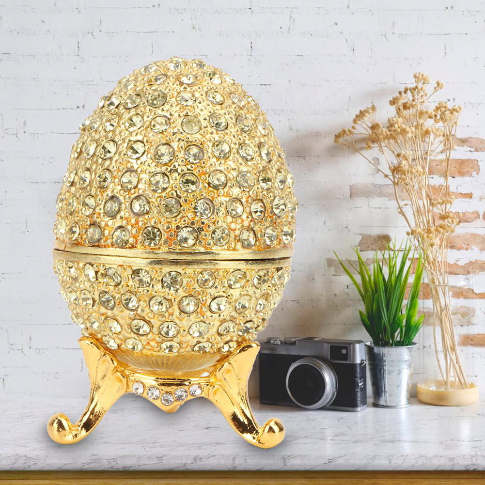 Enameled Easter Egg Jewelry Organizer Trinket Box Decoration Craft Wedding Decor 