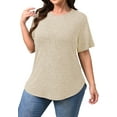 thumbnail image 4 of Fantaslook Womens Plus Size Tops Crewneck Short Sleeve Shirts Casual Loose Tunic Tops Curved Hem Summer Blouses, 4 of 7