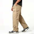 thumbnail image 3 of Big & Tall Stretch Cargo Pants Wide Leg Durable Twill Outdoor Work Trousers S-XL（1 piece）, 3 of 8