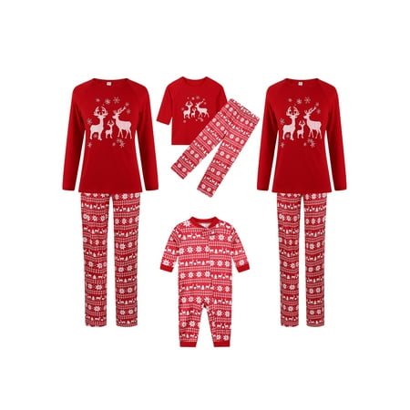 

One opening Christmas Parent-child Long Sleeve Printing Nightwear Set/ Jumpsuit
