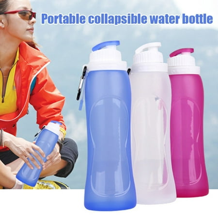 

500ML Collapsible Silicone Water Bottle with Hook Leak Proof Portable Cup for Travel Sports Outdoor New