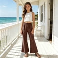 thumbnail image 5 of Cethrio Girls Cotton Linen Outfit Sets, 2 Piece Sleeveless Casual Kids' Summer Clothing Sets Brown Size 5-6 T, 5 of 7