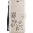 thumbnail image 3 of case for Samsung Galaxy S21 FE Rose Flower Wallet Case, PU Leather Flip Phone Case w/Card Holder ID Credit Cards Slot Cash Pockets Detachable Wristband Cover for Samsung Galaxy S21 FE RS Gold, 3 of 16