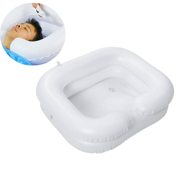 Portable Inflatable Hair Washing Basin, Ideal For Bedridden Individuals, Double-Nozzle Body Structure, High-Quality PVC, Comfortable Pillow For Unmatched Hygiene And Convenience