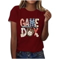 thumbnail image 2 of Lilgiuy Baseball Game Day Shirt for Women Baseball Shirts Oversized Graphic Tees Casual Short Sleeve Tops for Mother's Day(Wine,M), 2 of 4