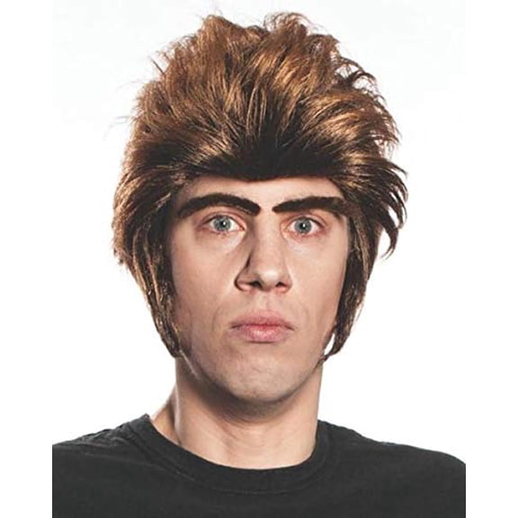 Beastie Werewolf Wig and Eyebrow Set Color Brown - Enigma Wigs Beauty Beast Men's Wild Animal Bundle Cap, MaxWigs Costume Wig Care Guide