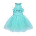 thumbnail image 4 of inhzoy Kids Girls Halter Sleeveless Sequins Mesh Splice Ballet Dance Dress Modern Dancewear Lake Blue 7-8, 4 of 8