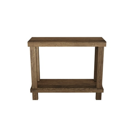 Woven Paths Small Rustic Luxe Pine Wood Sofa Table, Walnut
