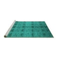 thumbnail image 2 of Ahgly Company Machine Washable Indoor Round Oriental Turquoise Blue Industrial Area Rugs, 4' Round, 2 of 4