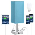 thumbnail image 1 of Bedside Lamp with USB Port and Outlet, 3-Way Dimmable Touch Lamp with USB Charging Port for Bedroom, Small Blue Table Lamp with Charger for Nightstand Living Room Office Desk (LED Bulb Included), 1 of 6