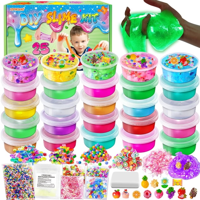 Kit de limo YOPINSAND, 25 tazas, bricolaje, para niñas, con complementos y herramientas