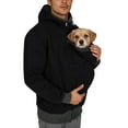 thumbnail image 4 of Pet Pouch Hoodie with Large Pocket Kangaroo Pouch Hoodie Black Hoodie with Dog and Cat Carrier Pouch Cozy Long Sleeve Sweatshirt for Men and Women, 4 of 9