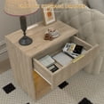 thumbnail image 2 of Erinnyees 23" Mid Century Nightstand, Oak Bedside Tables with Charging, Drawer & Fluted Design, 2 of 8