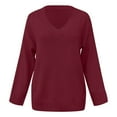 thumbnail image 4 of Rovga Women Sweater Casual Loose Solid Color Long Sleeve Fashion V-Neck Pullover Knitwear Warm Clothes, 4 of 5