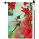 thumbnail image 2 of Bandera de jardín de primavera y verano con diseño de colibrí, hibisco rojo, pequeña bandera vertical de doble cara, rústica, de arpillera, para patio, césped, decoración al aire libre, 12,5 x 18, 2 of 5