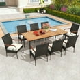 thumbnail image 7 of Yardi Yard 9 Pieces Patio Dining Set, 79 Inch Outdoor Dining Table and 8 Rattan-woven Dining Chairs, Table with Acacia Wood Tabletop, Brown, 7 of 7