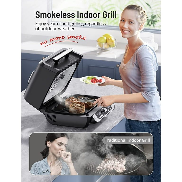 12-in-1 Indoor Grill with 6.3-Quart Air Fryer, Smokeless Indoor