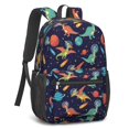 thumbnail image 2 of Colorful Dinosaurs Astronauts Planets Pattern 17" Waterproof Oxford School Backpacks for Teens, S-Shape Padded Straps, for School, Travel, Hiking, Camping, 2 of 3