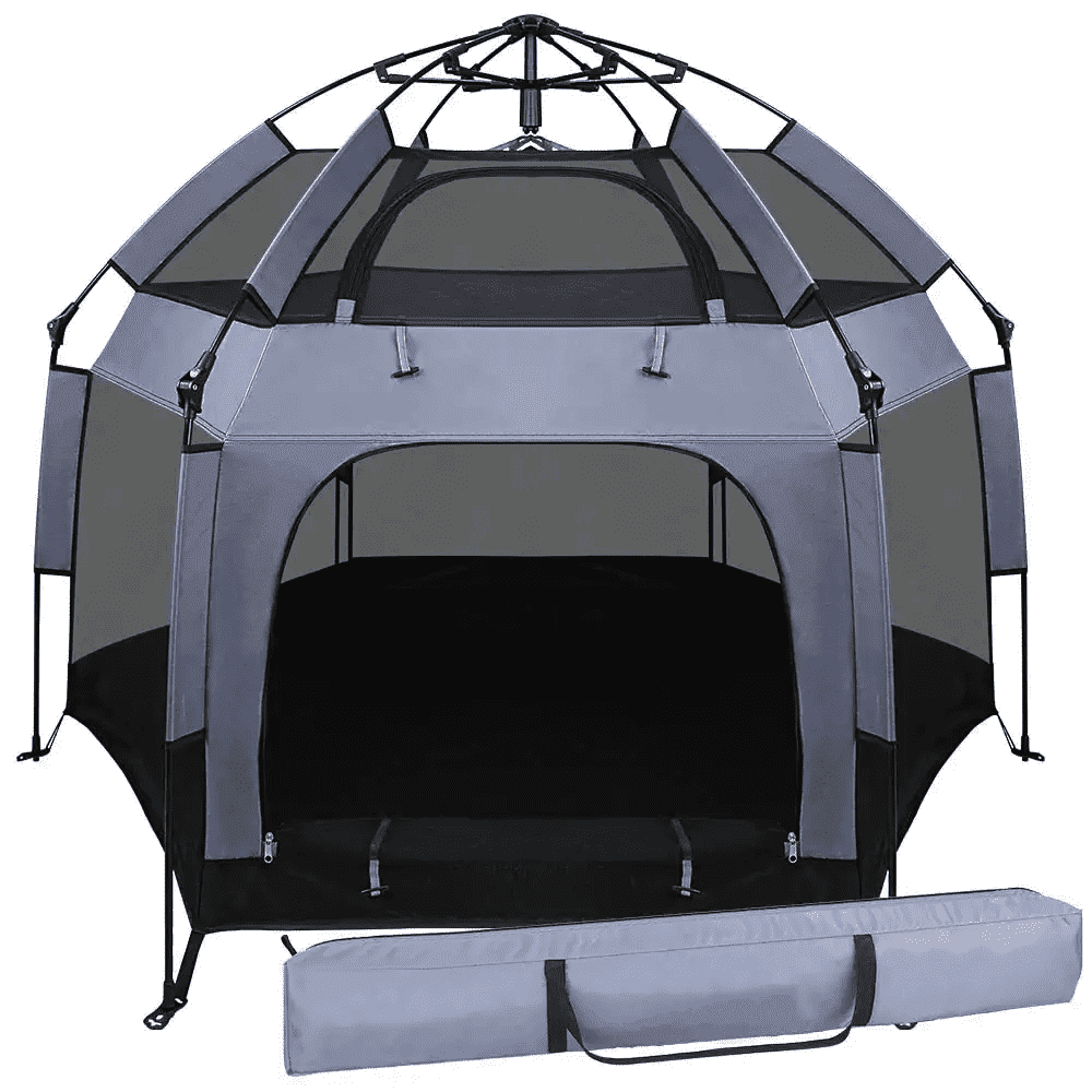 VIRNAZ Pop-Up Baby Playpen with Canopy for Infants & Toddlers Portable Baby Beach Tent Play Yard Indoor Outdoor 61" x 48"