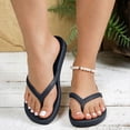 thumbnail image 2 of Lightweight Non Slip Flip Flops for Womens Open Toe Quick Drying Shower Sandals Low Platform Beach Thong Slides Black Size 7.5, 2 of 6
