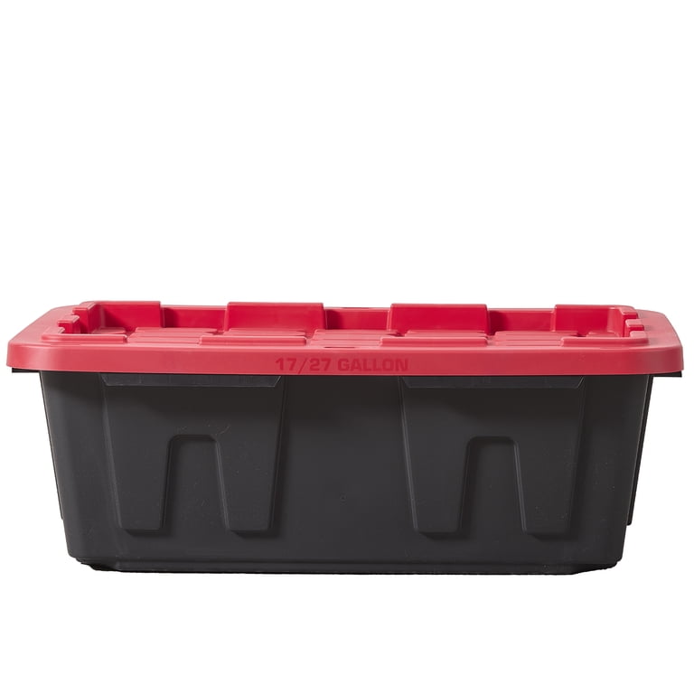 Hyper Tough 17 Gallon Medium Storage Bin with Snap Lid, Black and