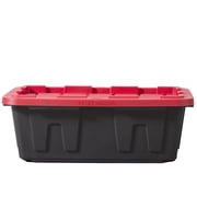 Hyper Tough 17 Gallon Medium Storage Bin with Snap Lid, Black and Red, Heavy Duty Plastic Storage Container