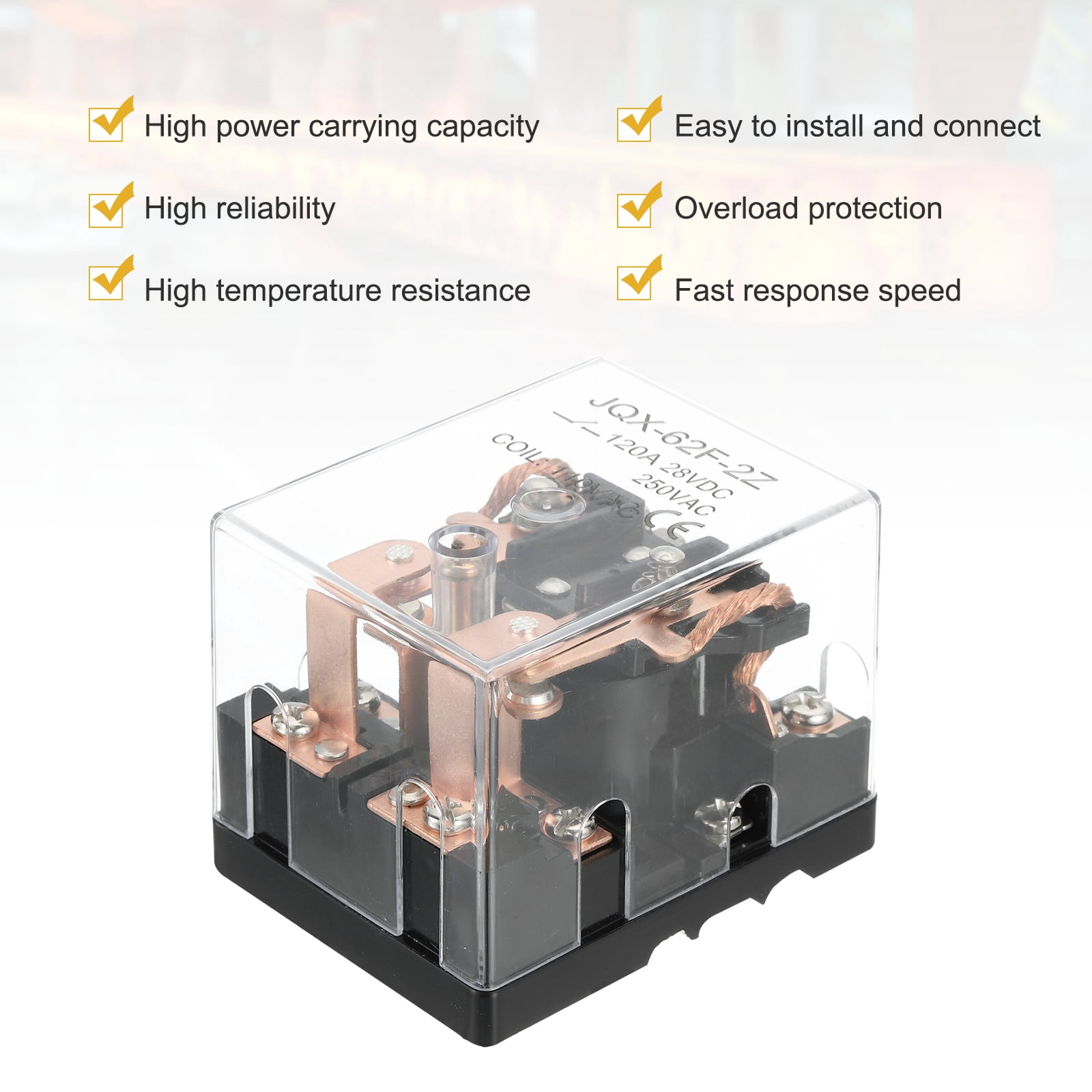 AC110V 120A Electromagnetic Relay, High Power Relay DPDT 2NO 2NC 8 Terminals Din Rail Mounting