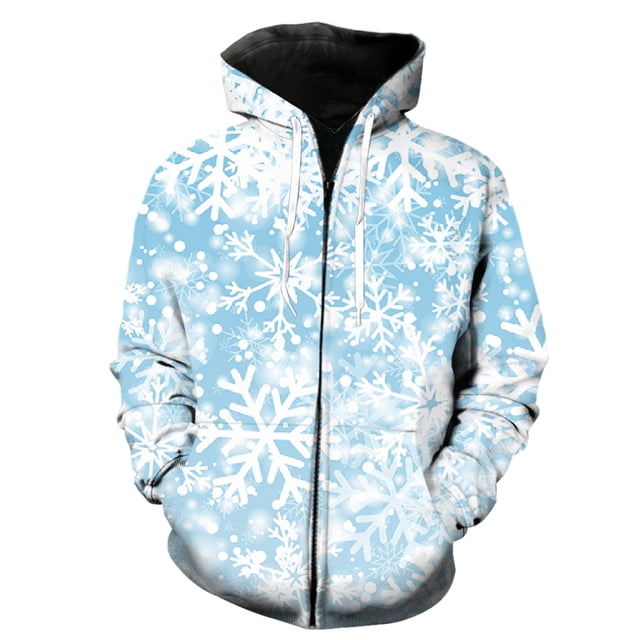 Sudadera con capucha y cremallera para hombre, con estampado de copos de nieve de invierno, chaquetas con capucha, estampado 3D, estilo hip hop, primavera, talla grande, gran oferta 2024